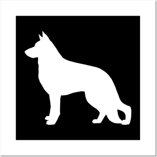 White German Shepherd Dog Silhouette Posters and Art